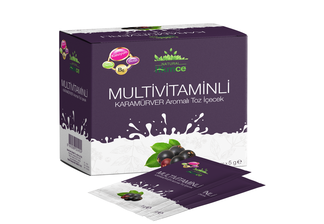 Multi Vitamin Kara Mürver Aromalı Toz İçecek